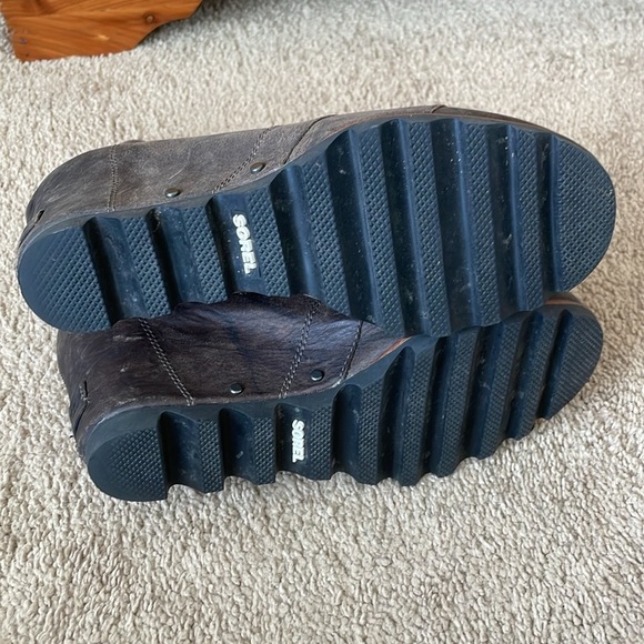 SOREL Joan Of Arctic Wedge Boot W’s 9 Leather Lug Sole NL1987-028 Dark Grey - Picture 9 of 15